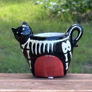 Yankee Candle Halloween Bony Bunch Skeleton Cat Tea Holder!